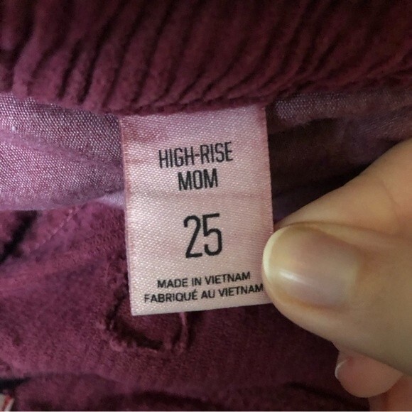 Urban Outfitters BDG Hi-Rise Mom Corduroy Pants Maroon Size 25 Academia Preppy - Picture 4 of 5